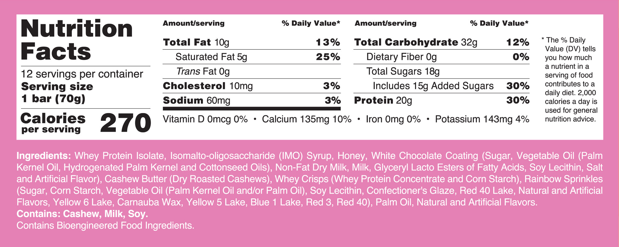 Birthday Cake Nutrition Facts
