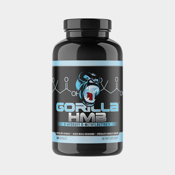 Gorilla Mind HMB supplement bottle, hero product shot