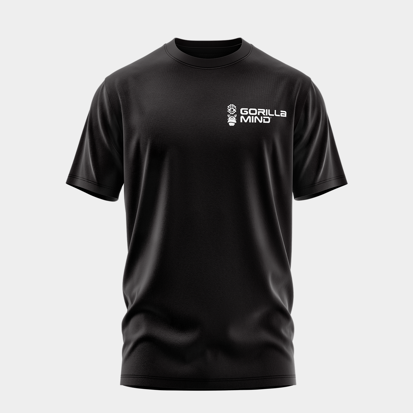 Gorilla Mind Core Logo Tee, Black with white print, front view