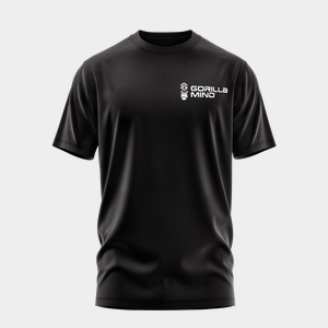 Gorilla Mind Core Logo Tee, Black with white print, front view