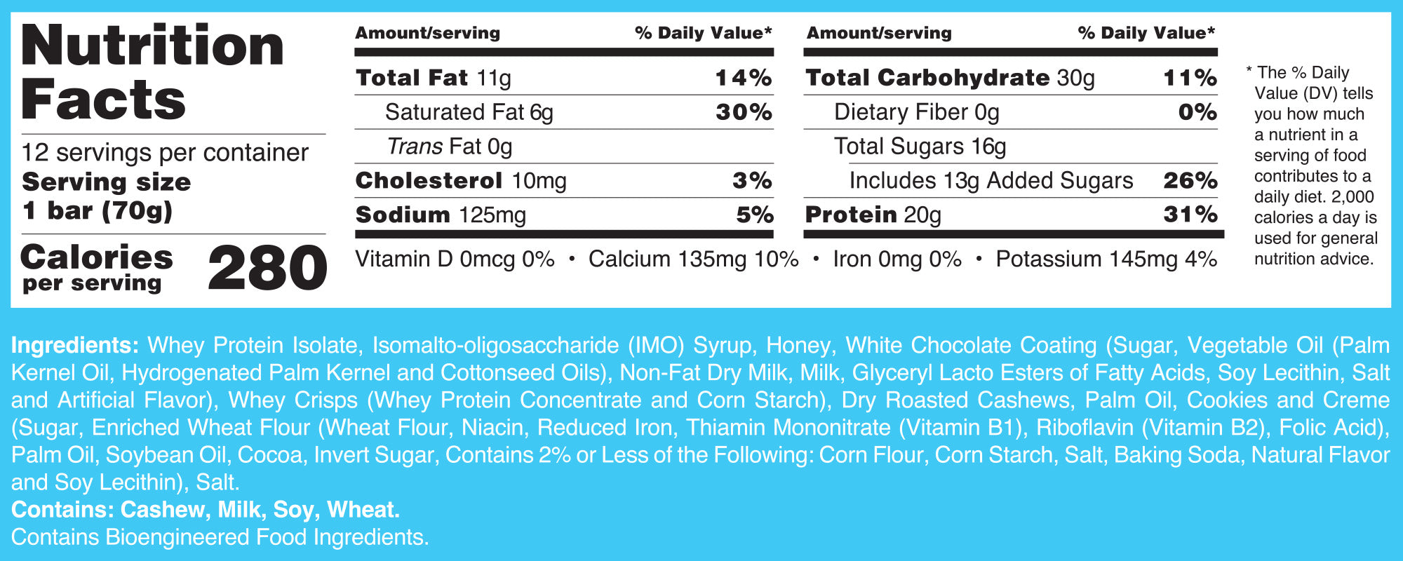Cookies & Cream Nutrition Facts