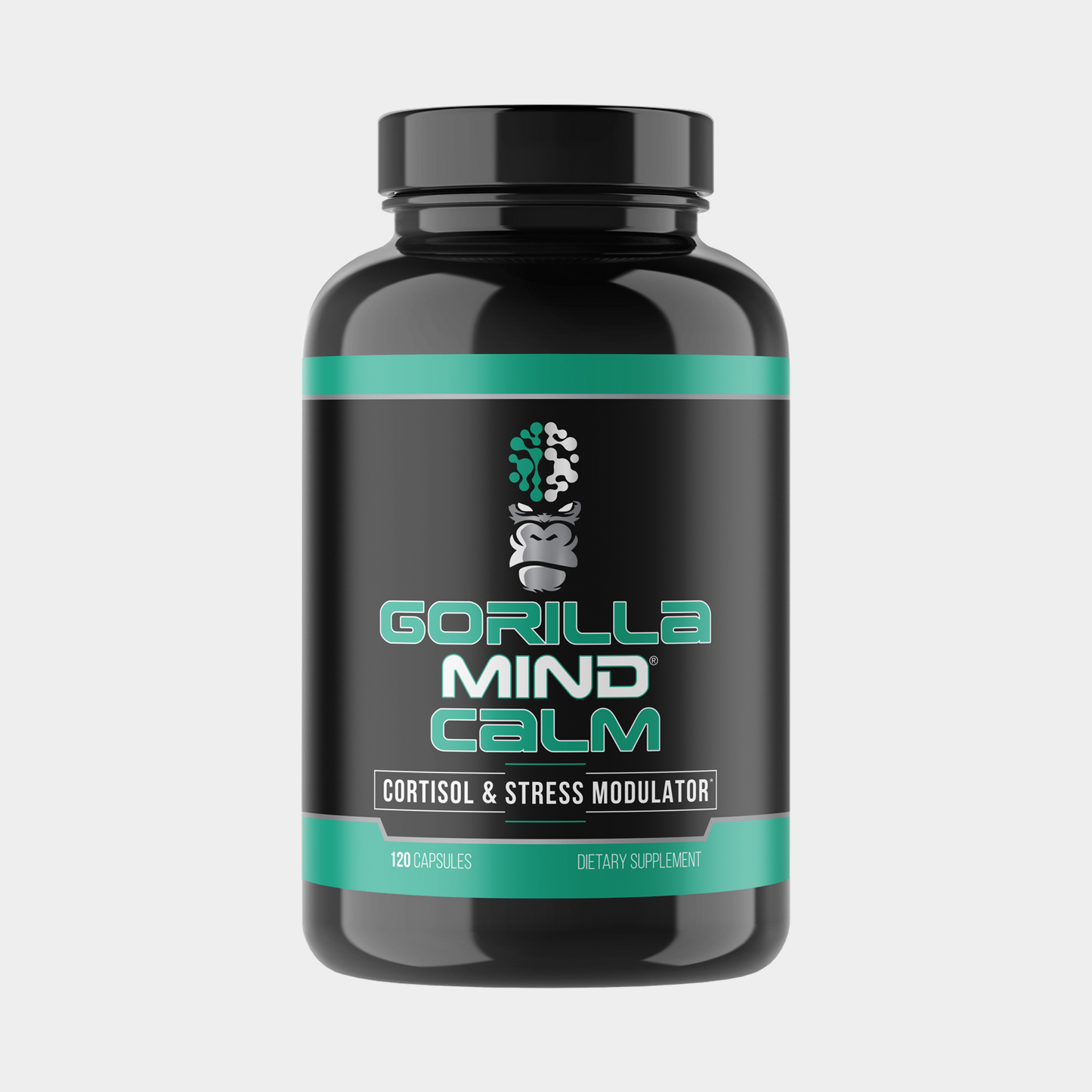 Gorilla Mind Calm supplement bottle, front view