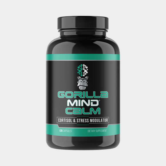 Gorilla Mind Calm supplement bottle, front view