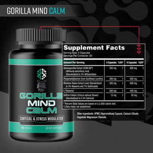 Gorilla Mind Calm supplement facts panel