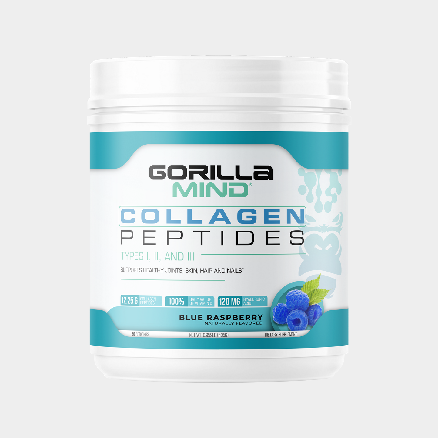 Gorilla Mind Collagen, Blue Raspberry flavor
