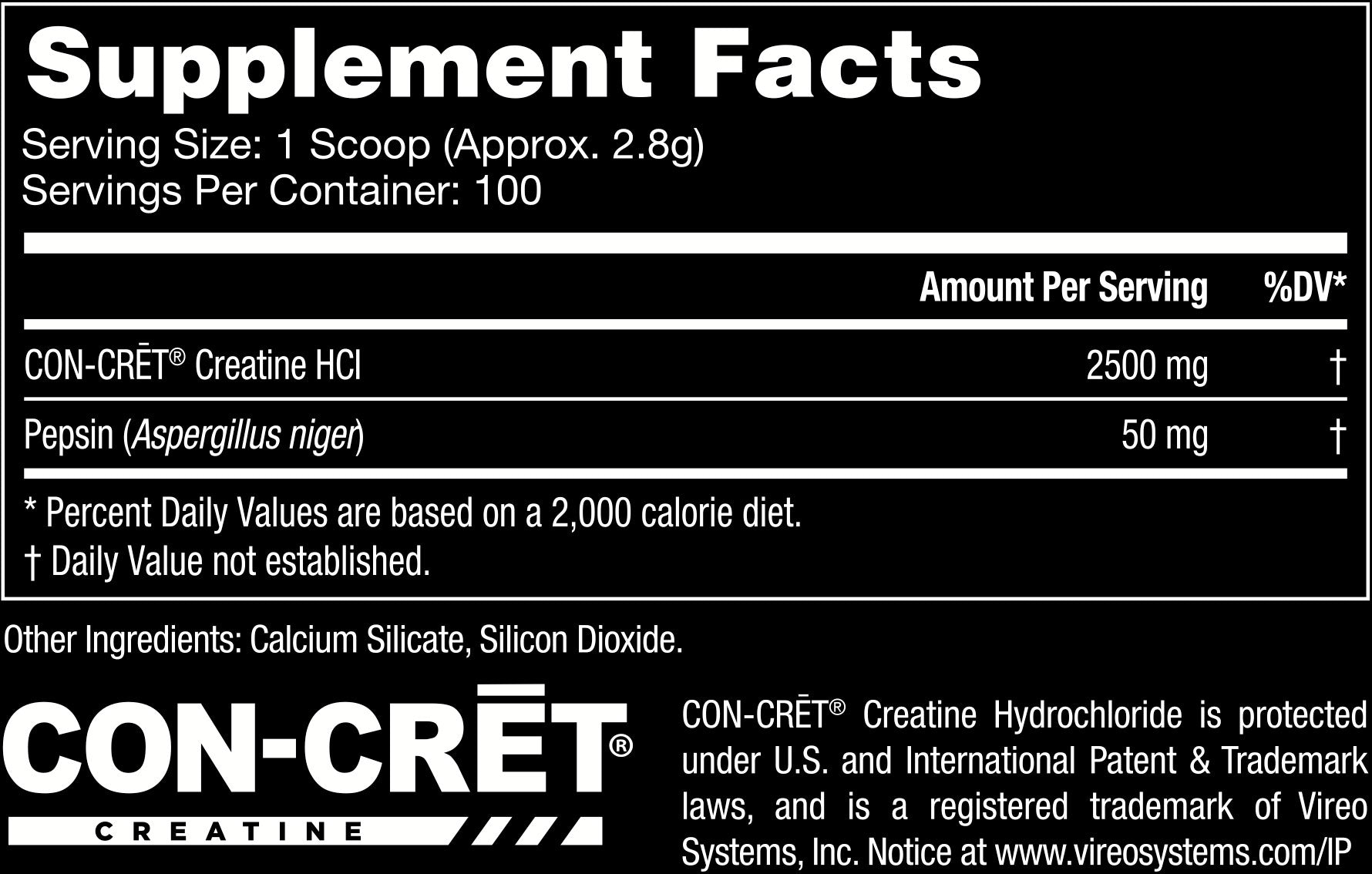 100 Servings Supplement Facts