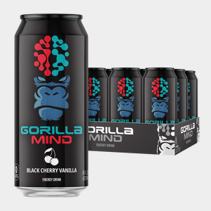 Gorilla Mind Energy Drink case, Black Cherry Vanilla flavor
