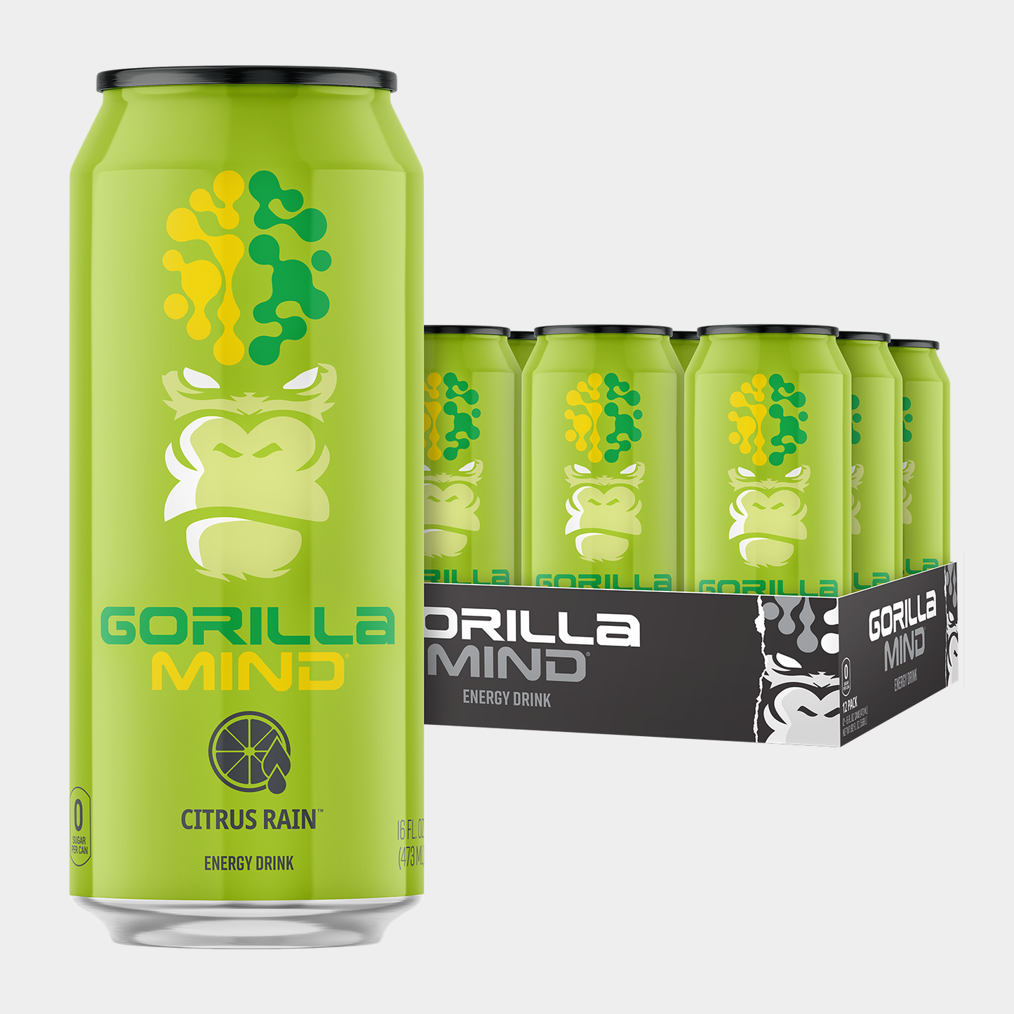 Gorilla Mind Energy Drink case, Citrus Rain flavor