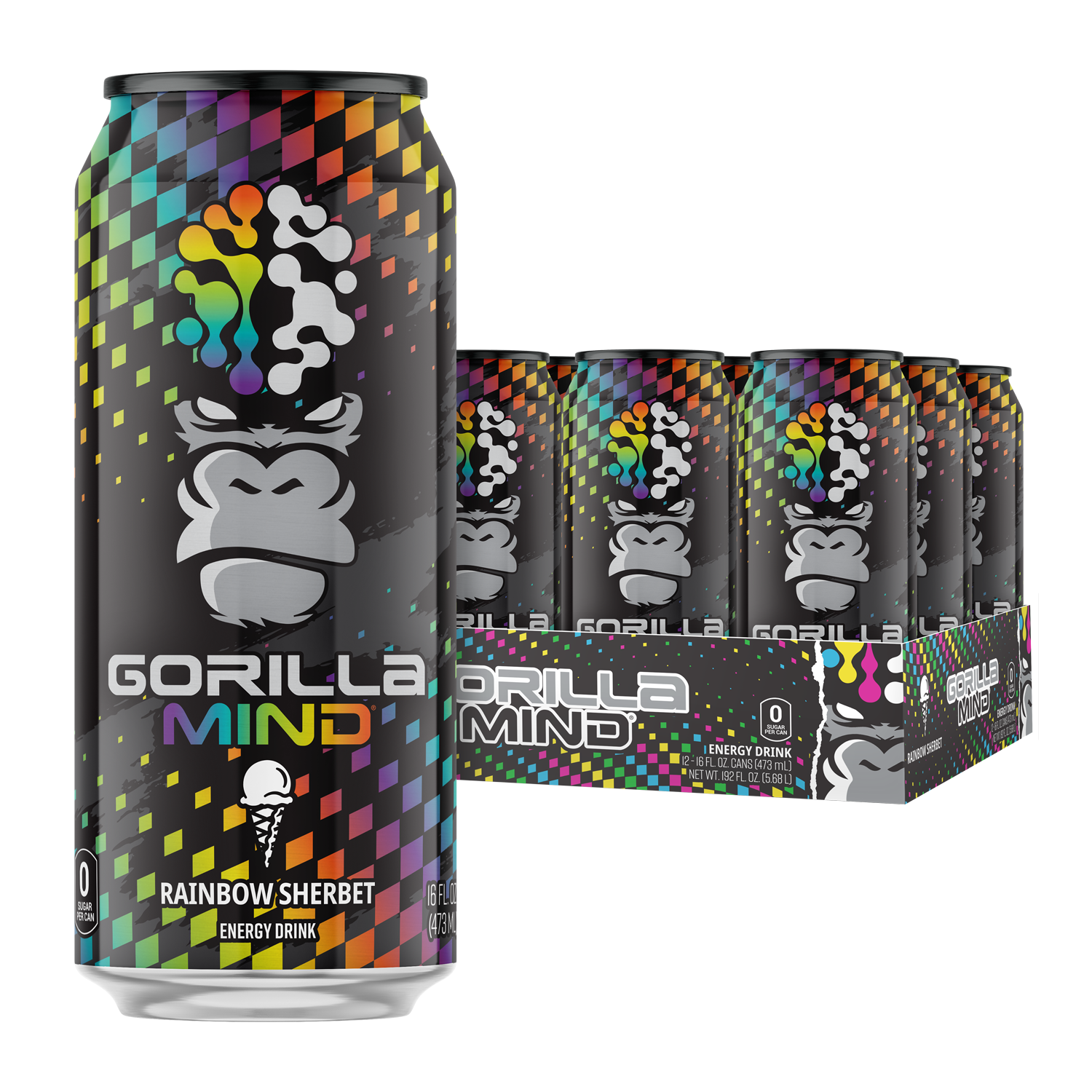 Gorilla Mind Energy Drink 12/Case | Rainbow Sherbert Gorilla Mind Energy Drink 12/Case | Rainbow Sherbert