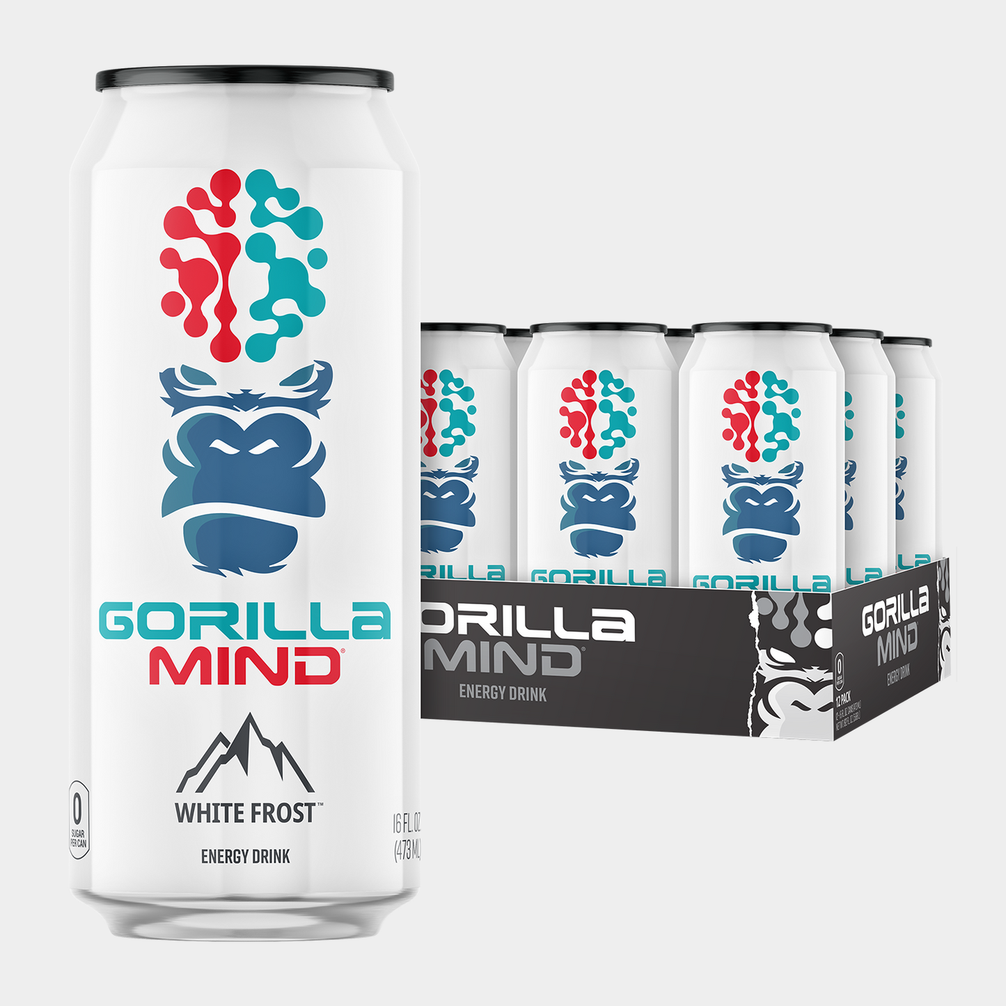 Gorilla Mind Energy Drink case, White Frost flavor
