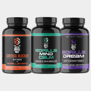Gorilla Mind low cortisol stack bundle: Cortisol Blocker, Calm, and Gorilla Dream
