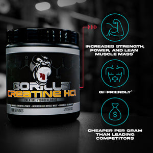 Gorilla Mind Creatine HCl key product callouts and benefits