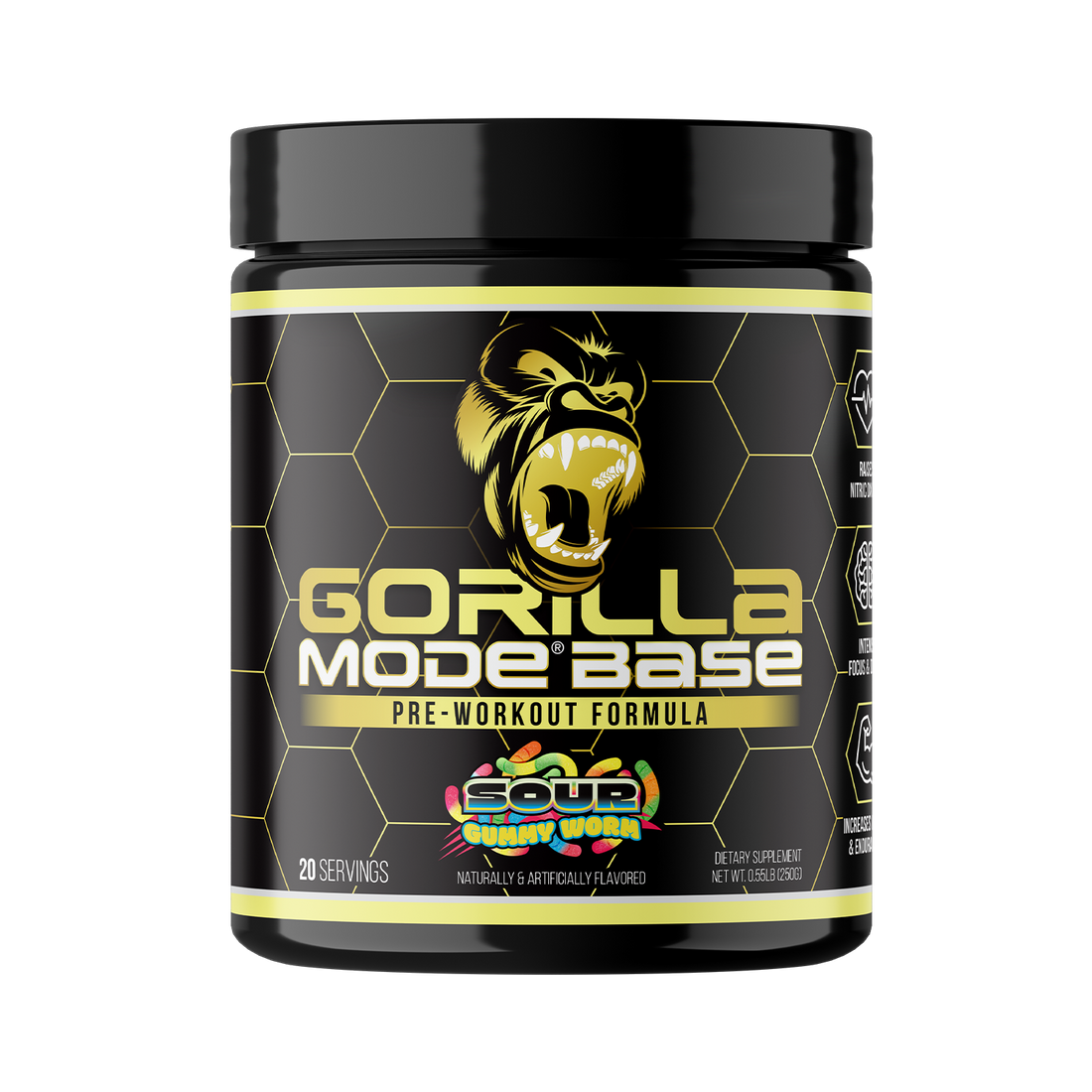 Gorilla Mode Base pre-workout, Sour Gummy Worm flavor