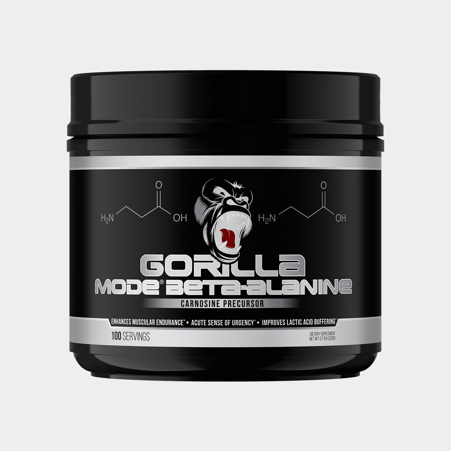 Gorilla Mind Beta-Alanine supplement bottle, hero product shot