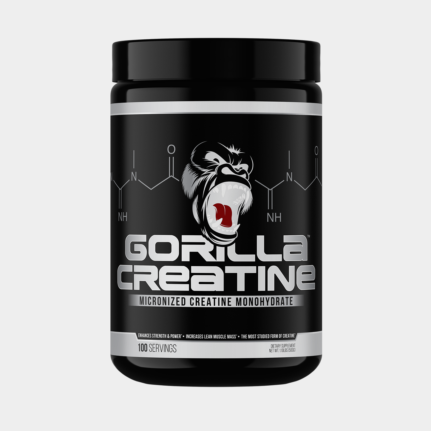 Gorilla Mind Creatine Monohydrate powder, hero product shot