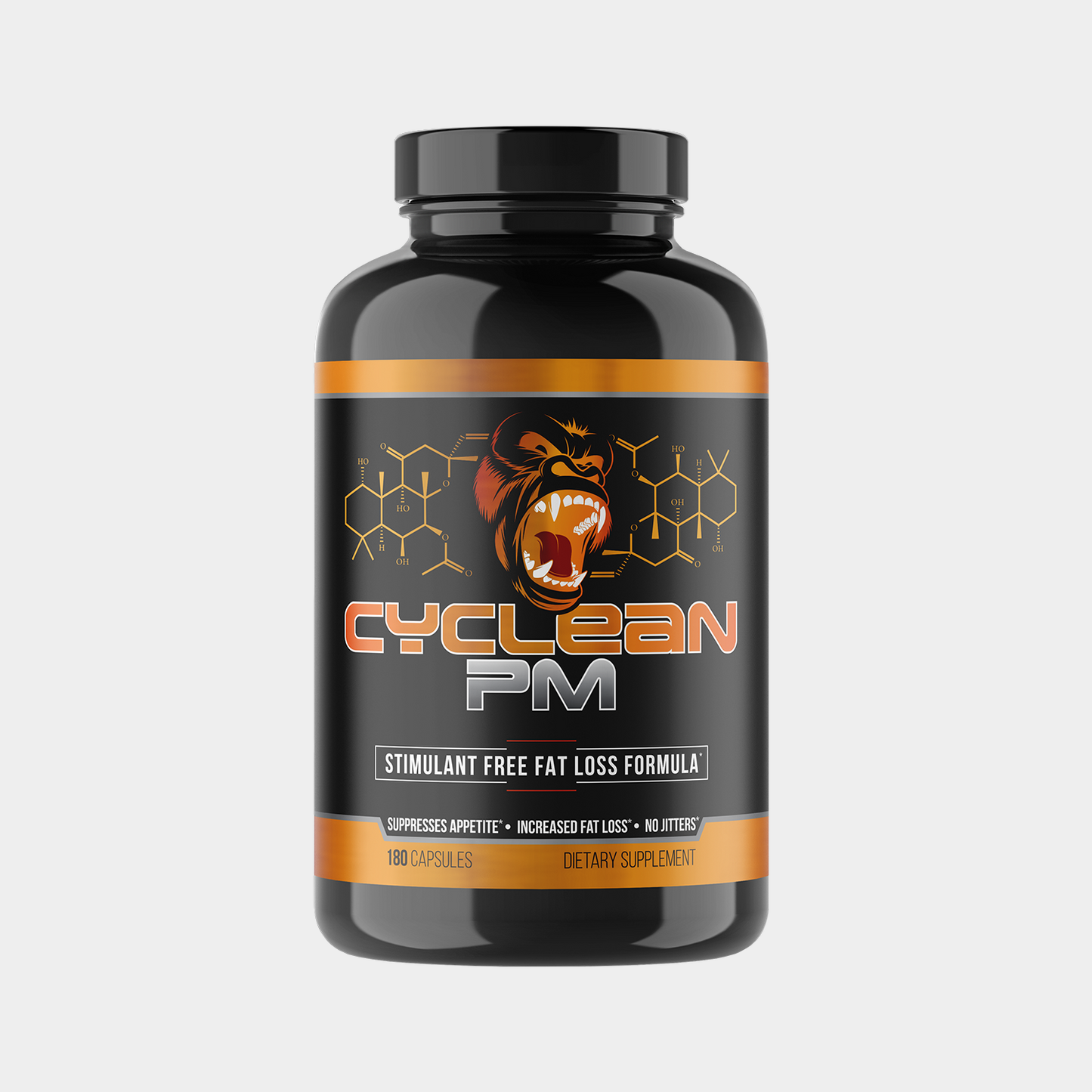 Gorilla Mind Cyclean PM supplement bottle, hero product shot