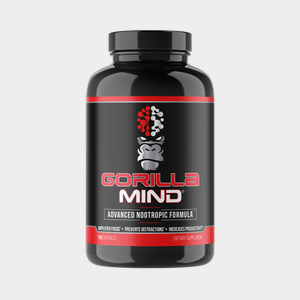 Gorilla Mind nootropic supplement bottle, hero product shot