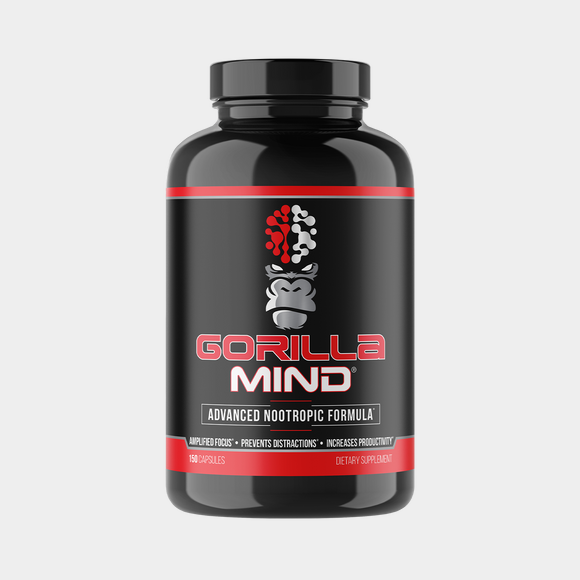 Gorilla Mind nootropic supplement bottle, hero product shot