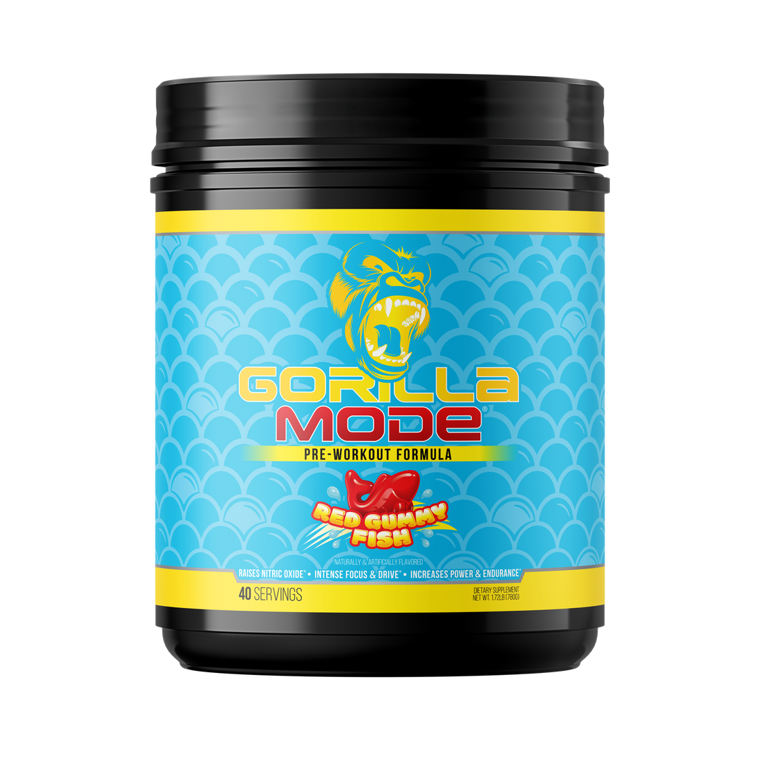Gorilla Mode pre-workout, Red Gummy Fish flavor
