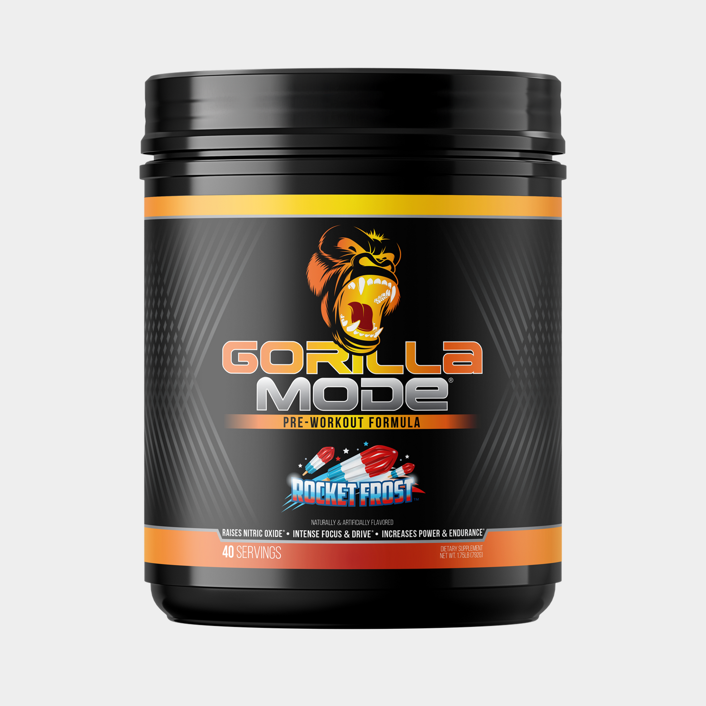 Gorilla Mode pre-workout, Rocket Frost — hero product shot