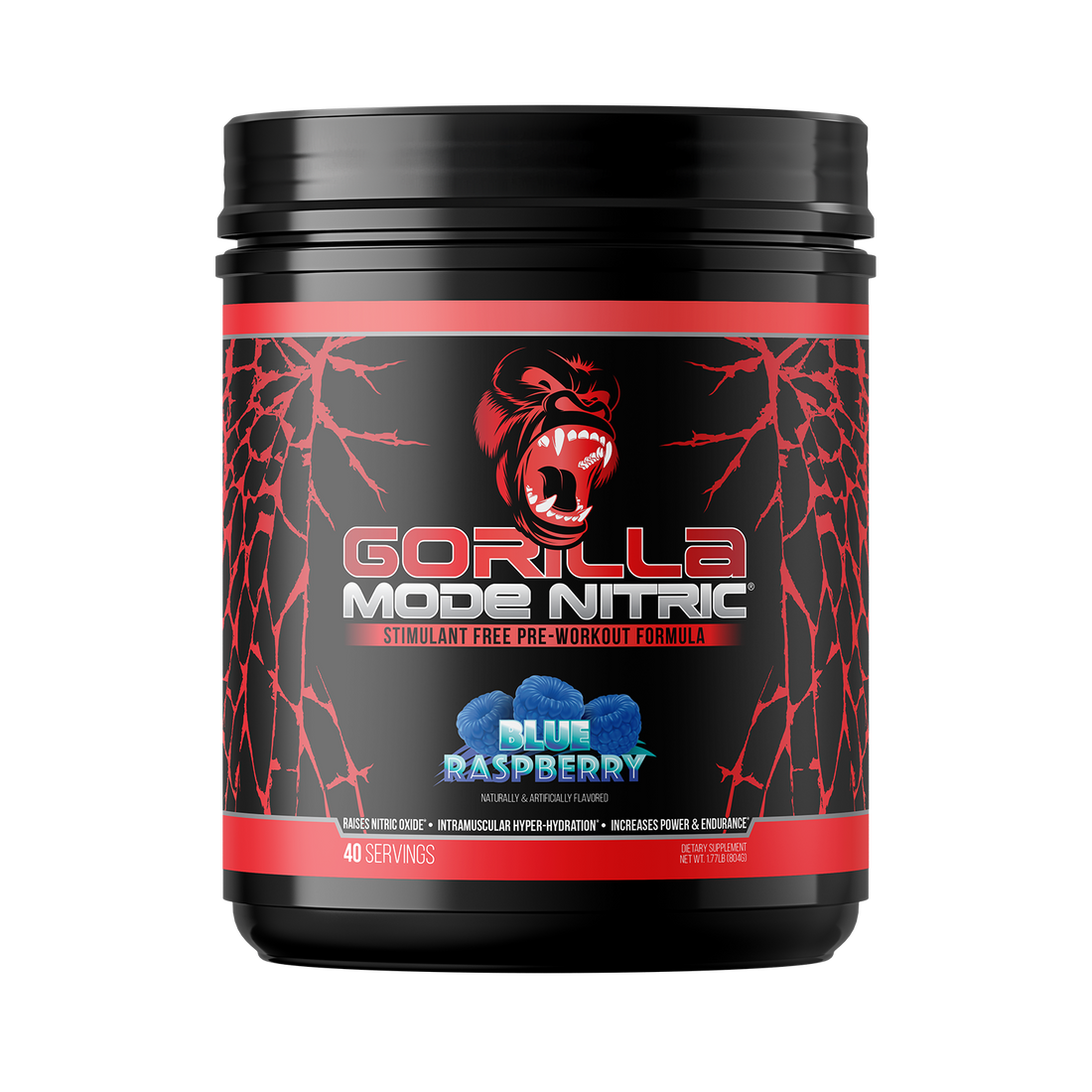 Gorilla Mode Nitric pre-workout, Blue Raspberry flavor