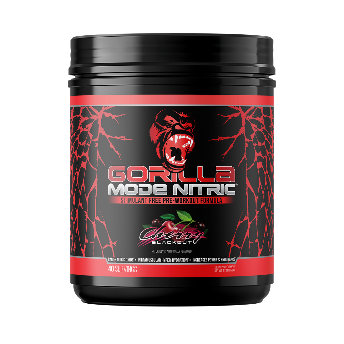 Gorilla Mode Nitric pre-workout, Cherry Blackout flavor
