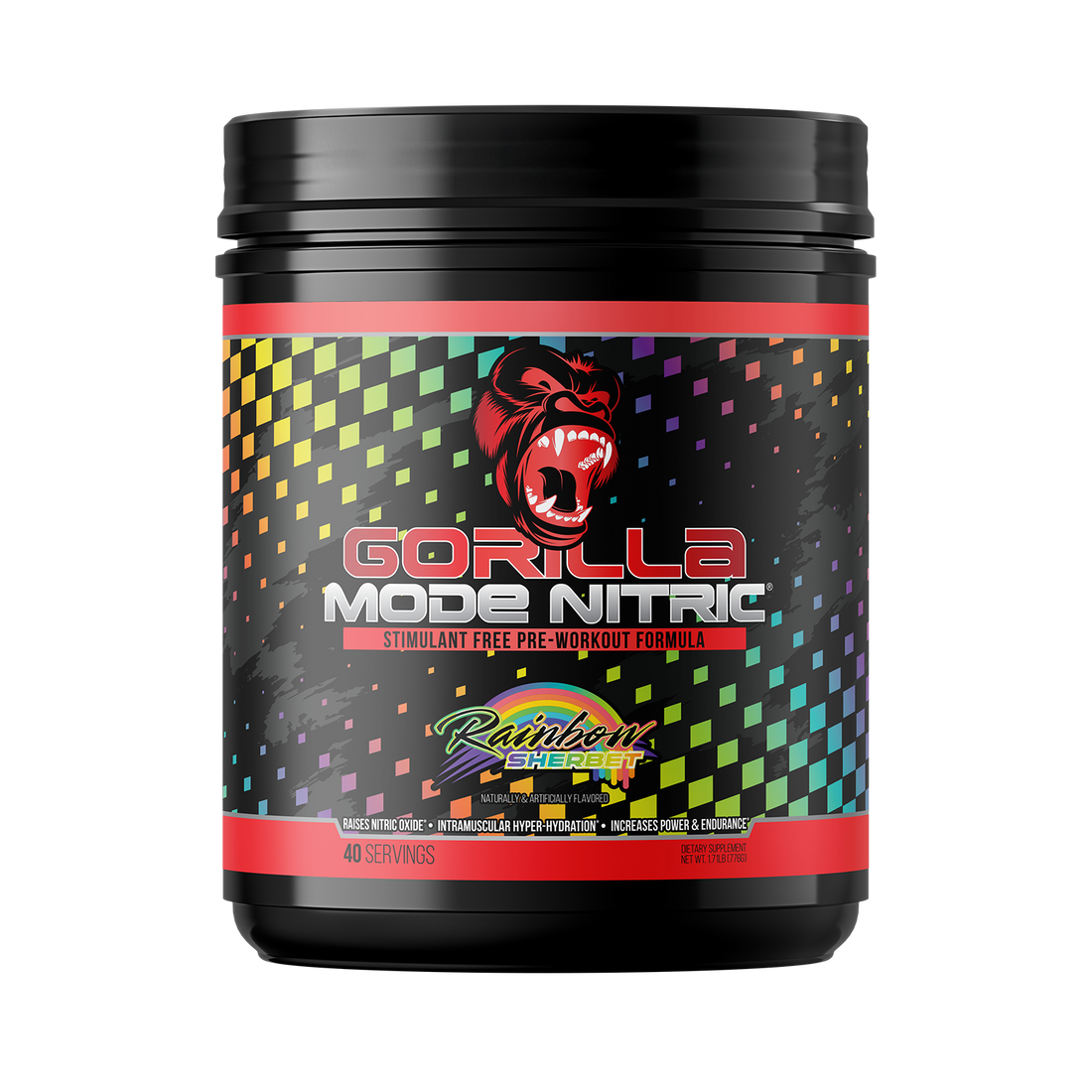 Gorilla Mode Nitric pre-workout, Rainbow Sherbet flavor