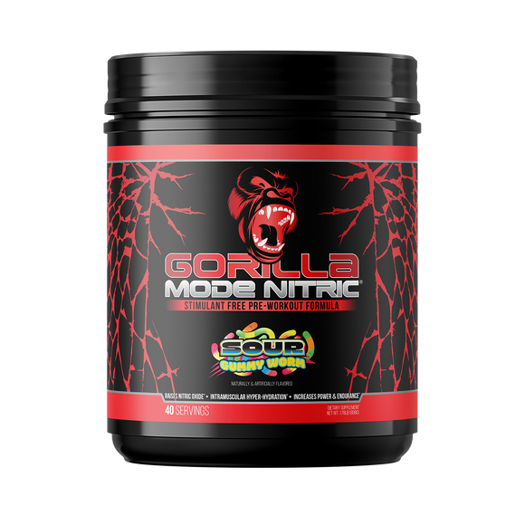 Gorilla Mode Nitric pre-workout, Sour Gummy Worm flavor