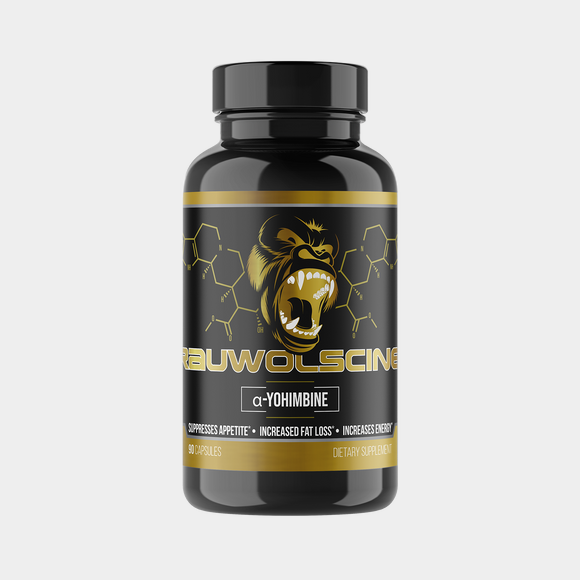 Gorilla Mind Rauwolscine supplement bottle, hero product shot