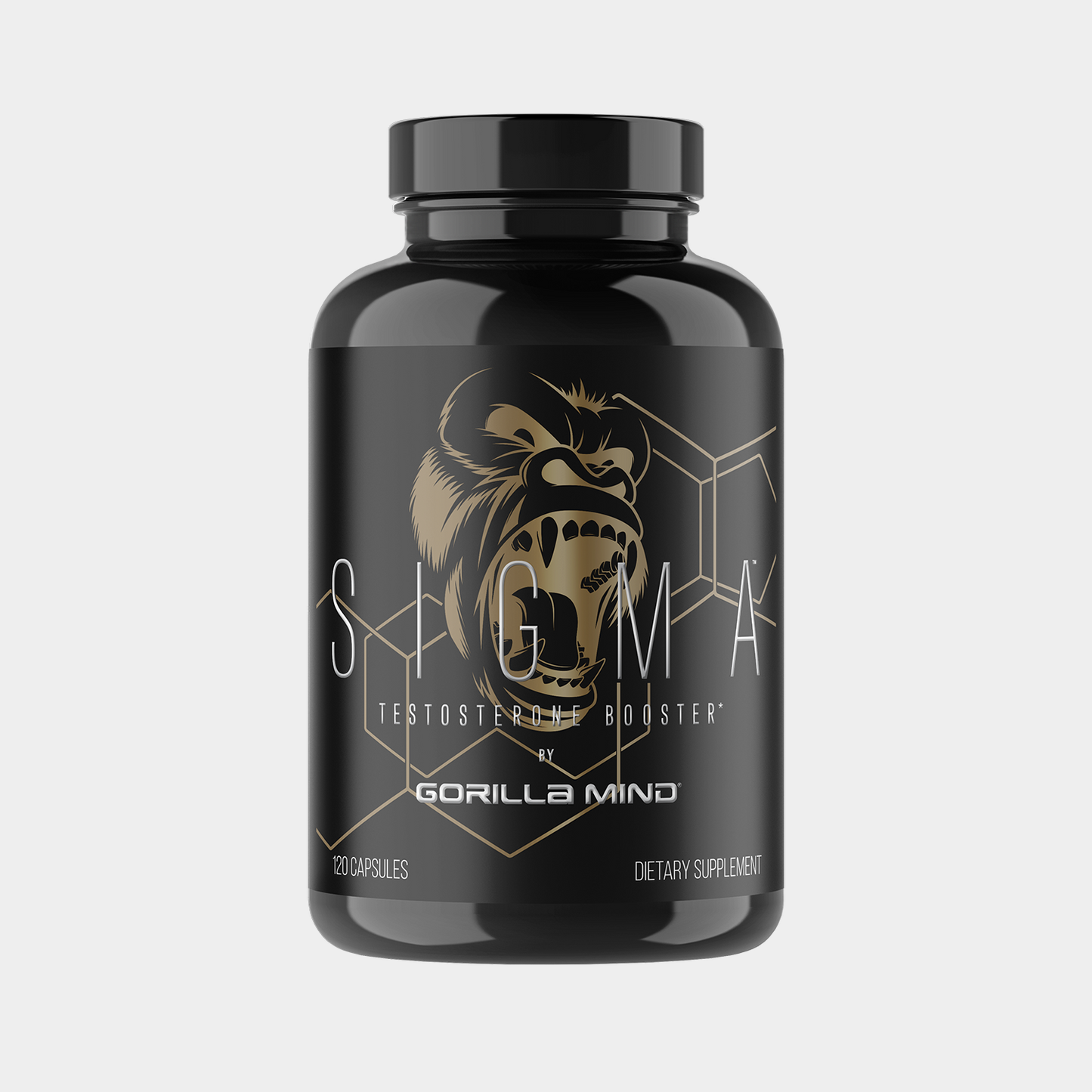 Gorilla Mind Sigma supplement bottle, hero product shot