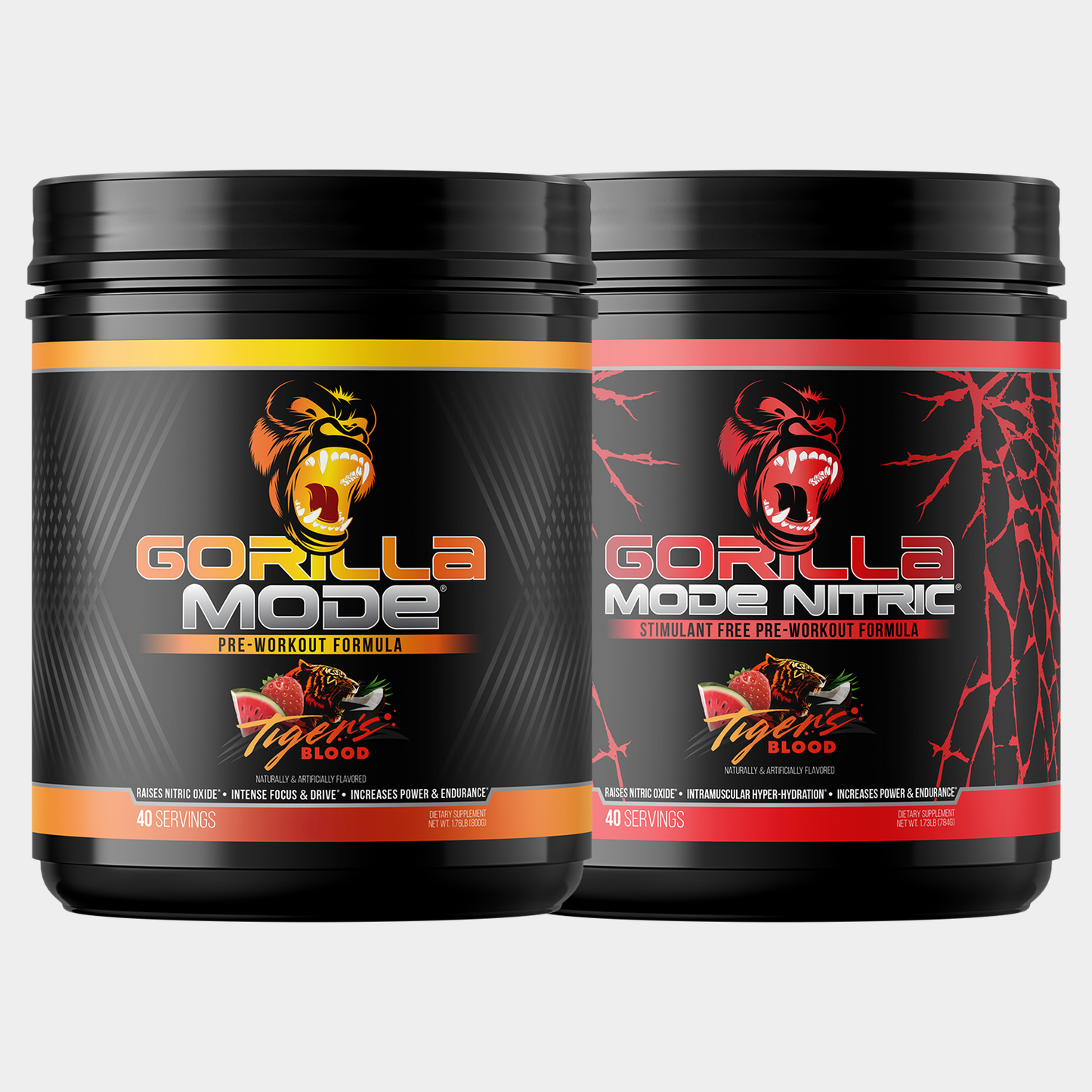 Gorilla Mind pre-workout essentials stack bundle: Gorilla Mode and Gorilla Mode Nitric