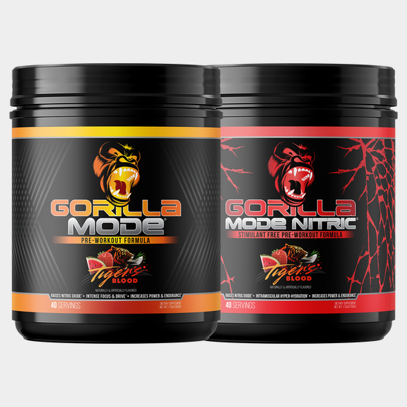 Gorilla Mind pre-workout essentials stack bundle: Gorilla Mode and Gorilla Mode Nitric