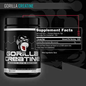 Gorilla Mind Creatine Monohydrate supplement facts panel