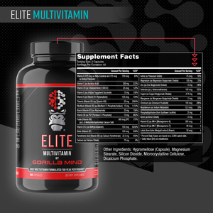 Gorilla Mind Elite Multivitamin supplement facts panel