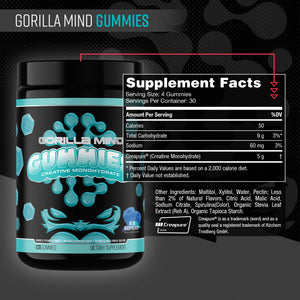 Gorilla Mind Creatine Gummies supplement facts panel