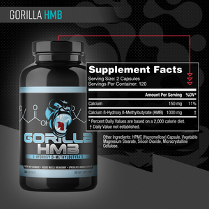 Gorilla Mind HMB supplement facts panel