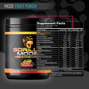 Gorilla Mode pre-workout supplement facts panel, Fruit Punch