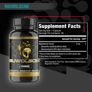 Gorilla Mind Rauwolscine supplement facts panel