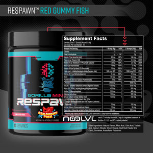 Gorilla Mind Respawn supplement facts panel, Red Gummy Fish