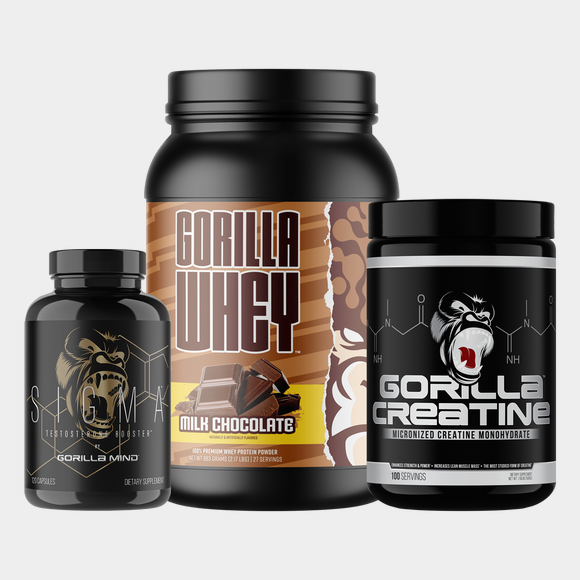 Gorilla Mind male performance stack bundle: Sigma, Gorilla Mode Protein, and Creatine