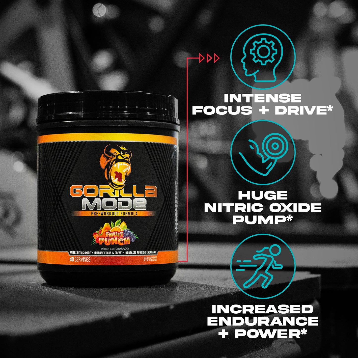 Gorilla Mode pre-workout key callouts graphic