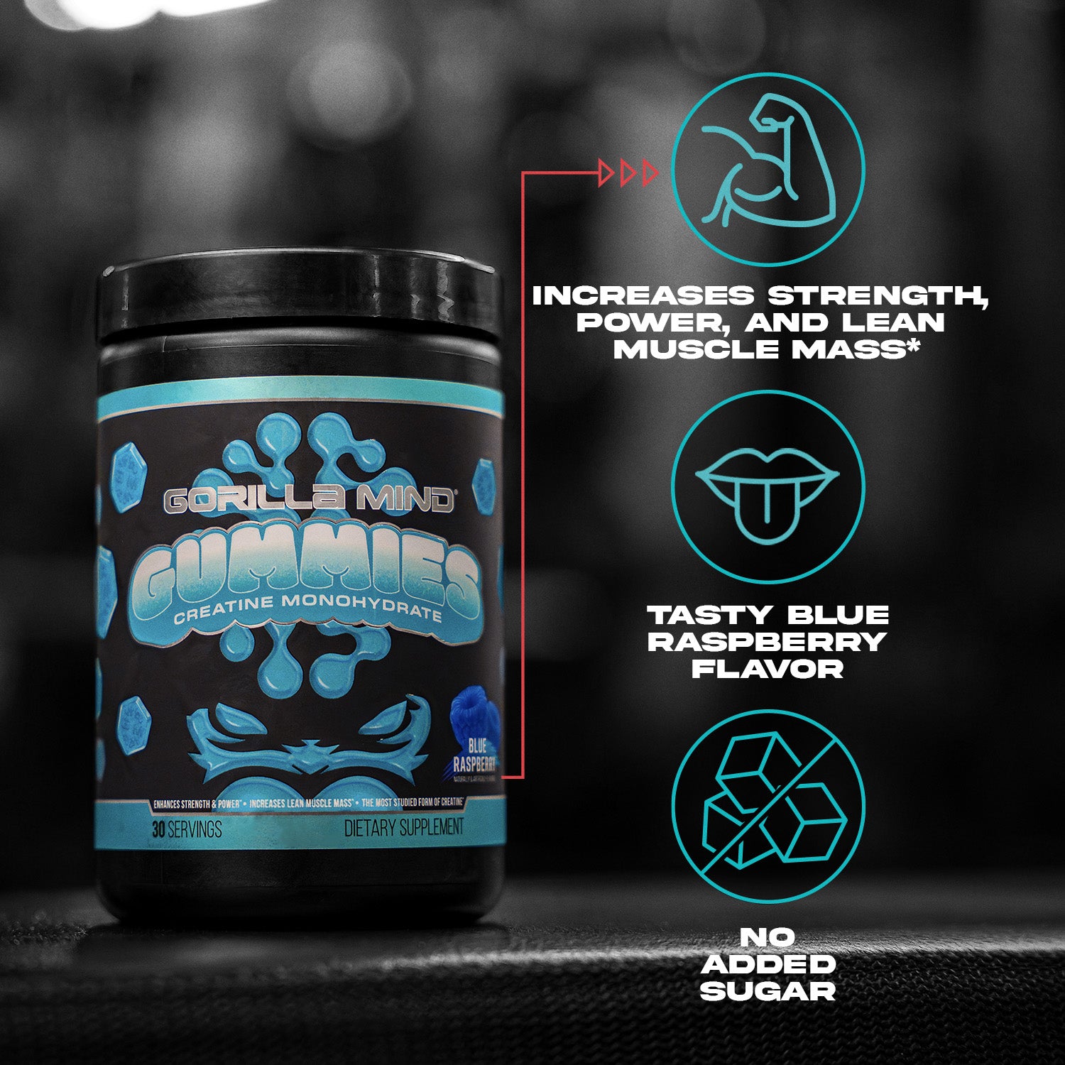 Gorilla Mind Creatine Gummies key product callouts and benefits
