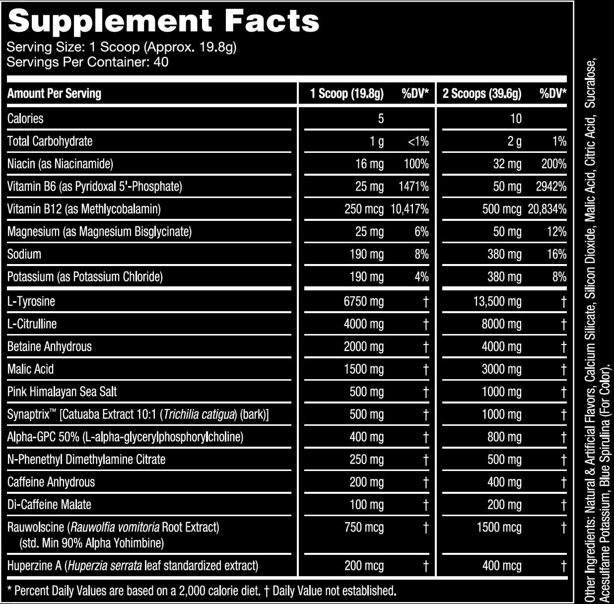 Bombsicle Supplement Facts