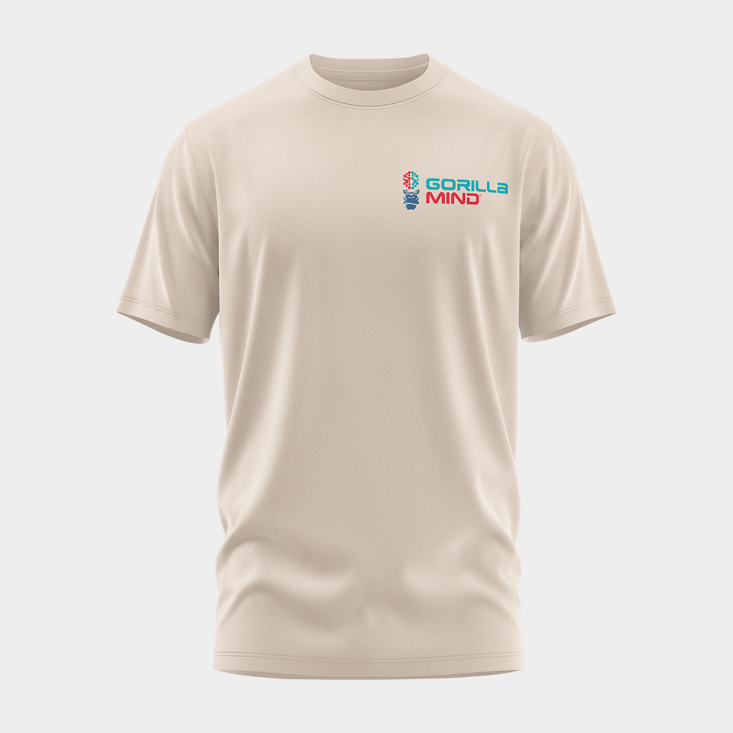 Gorilla Mind Core Logo Tee, Natural White with full color print, front view