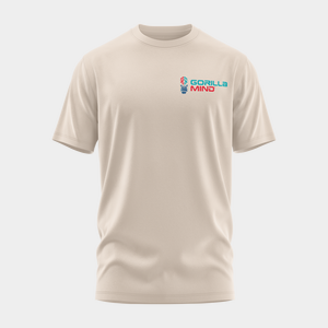 Gorilla Mind Core Logo Tee, Natural White with full color print, front view