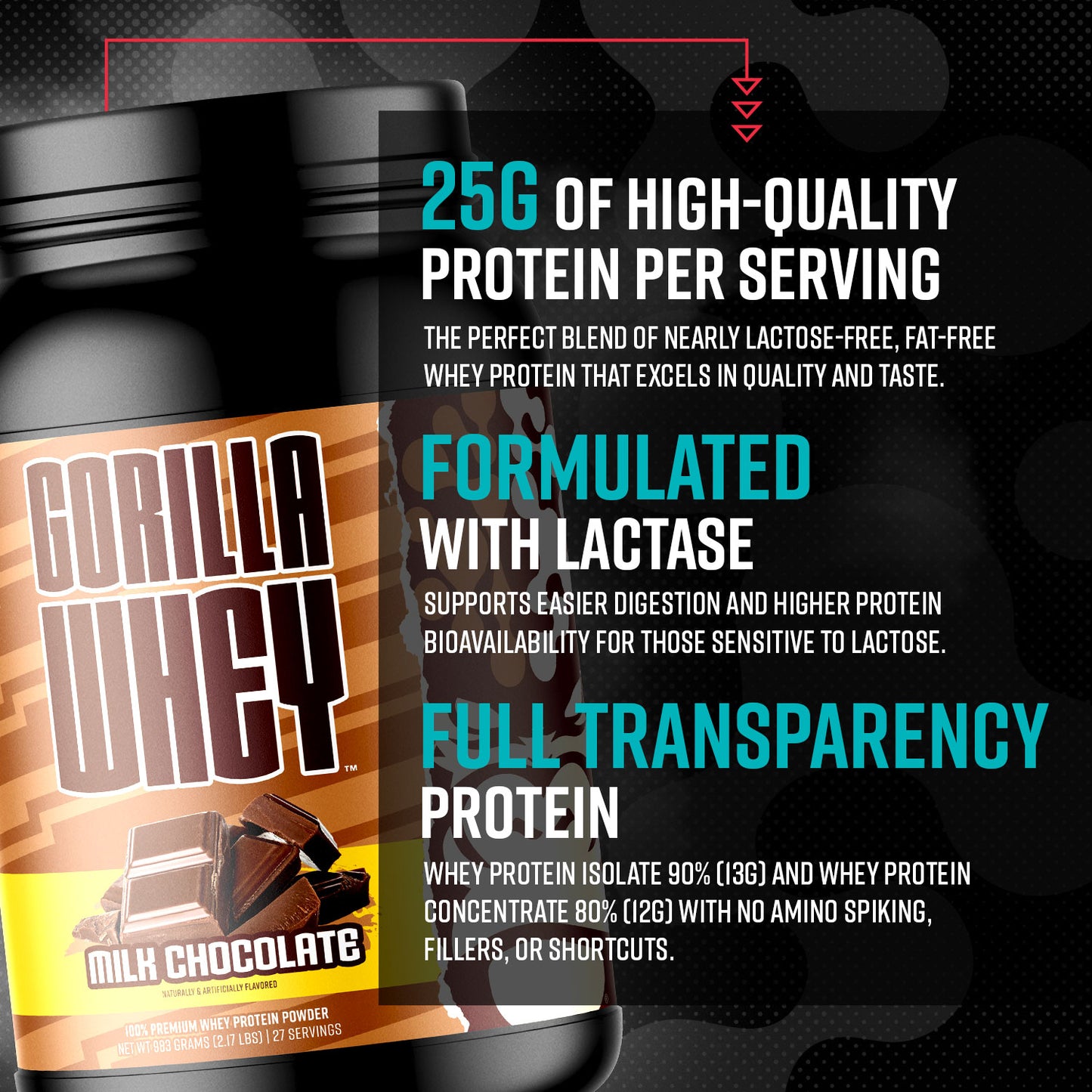 Gorilla Mind Protein Chocolate PDP thumbnail — ingredient callout