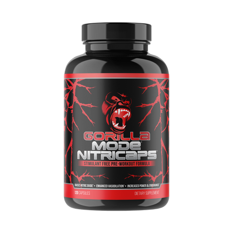 gorilla mode l carnitine Pre Workout - Massive Pumps Laser Focus Energy Power - L-Citrulline, Creatine, L-Tyrosine, Betaine, Hydroprime, Alpha-GPC, 400mg Caffeine, Huperzine A no fish Gorilla Mode Nitricaps | Gorilla