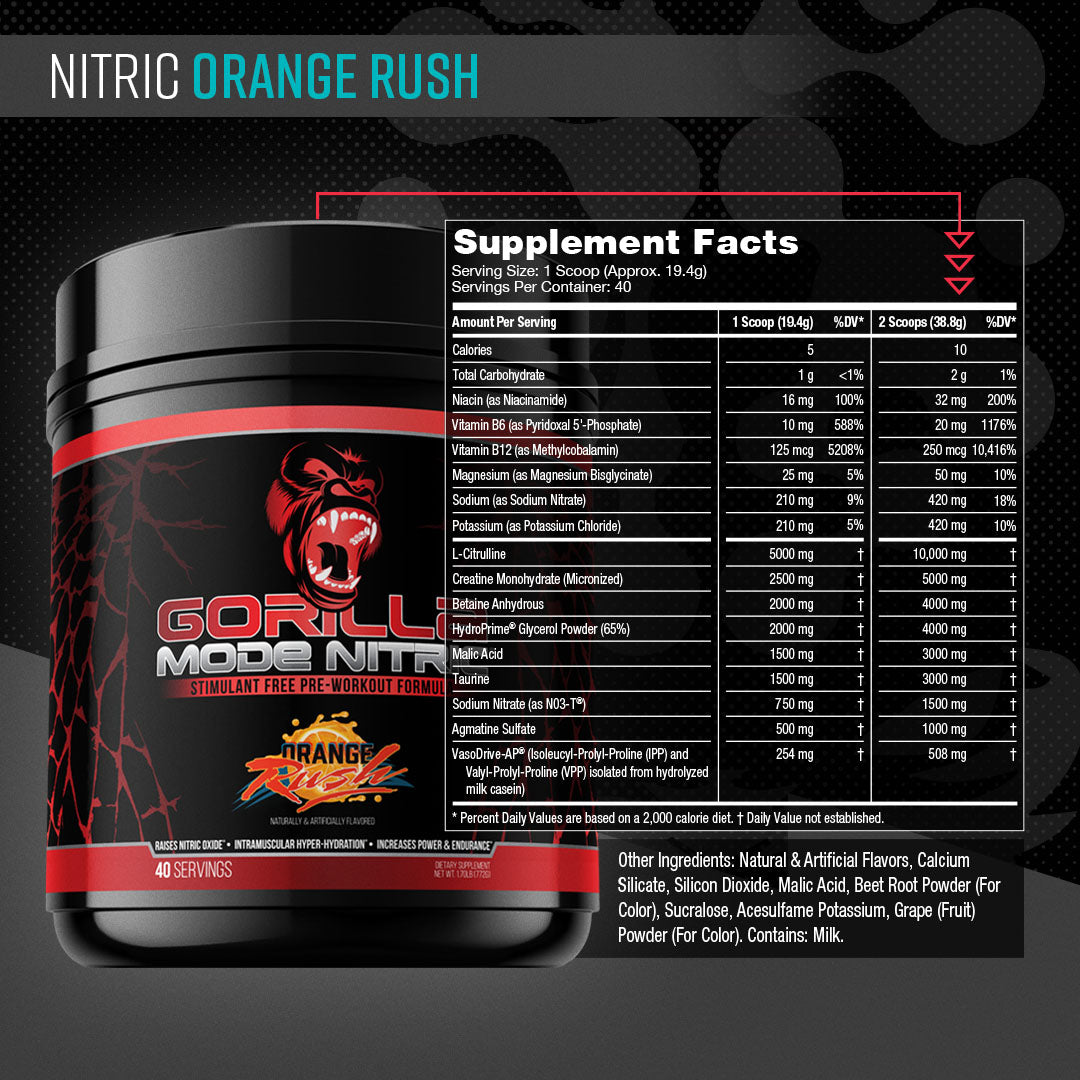 Gorilla Mode Nitric Stim Free Pre-Workout | Gorilla Mind