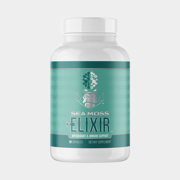 Gorilla Mind Sea Moss Elixir supplement bottle, front view