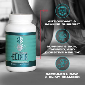 Gorilla Mind Sea Moss Elixir key product callouts and benefits
